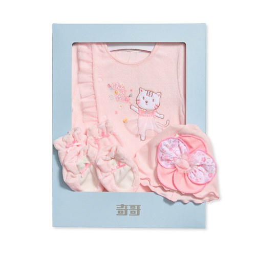 Chic a Bon 粉嫩貓咪妙妙裝/連身衣4件組禮盒 (妙妙裝+帽子+手套+腳套)