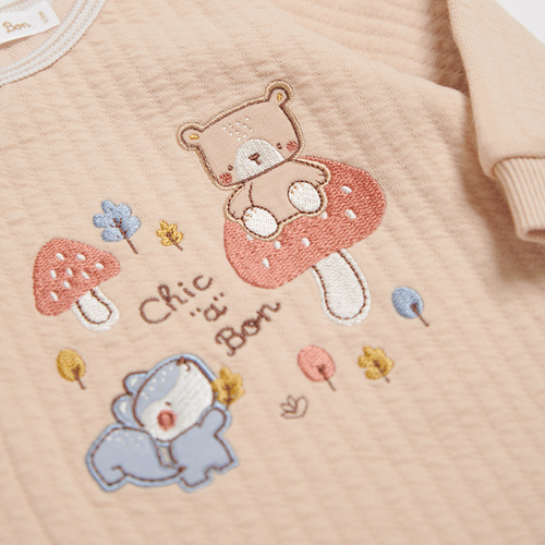 有機棉小熊妙妙裝/連身衣3件組禮盒 (妙妙裝+帽子+手搖鈴)