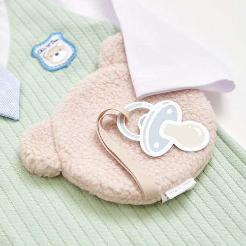 Chic a Bon 綠意小熊紳士兔裝禮盒/連身衣3件組禮盒 (兔裝+安撫巾+襪子)