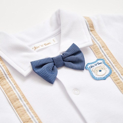 Chic a Bon 小熊紳士褐色吊帶兔裝禮盒/連身衣3件組禮盒 (兔裝+帽子+襪子)