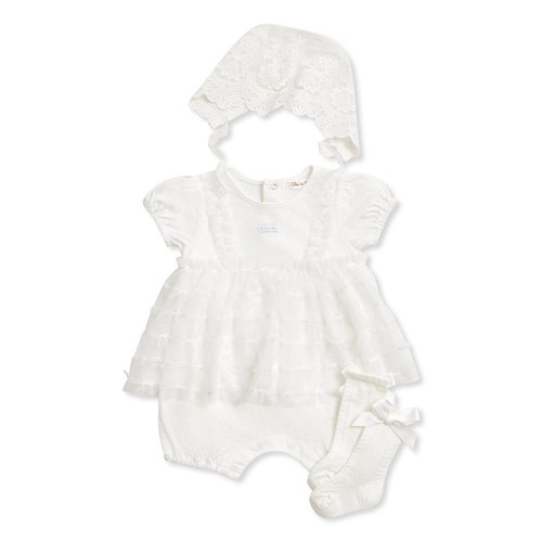 Chic a Bon 蕾絲優雅公主兔裝禮盒/連身衣3件組禮盒 (兔裝+頭巾+襪子)