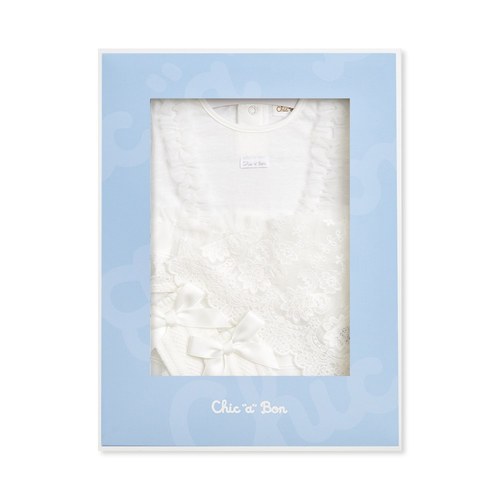 Chic a Bon 蕾絲優雅公主兔裝禮盒/連身衣3件組禮盒 (兔裝+頭巾+襪子)