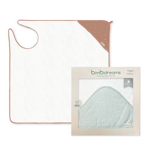 【網路獨家】純棉連帽圍裙式寶寶浴巾禮盒 100x100cm+捲捲安撫玩具