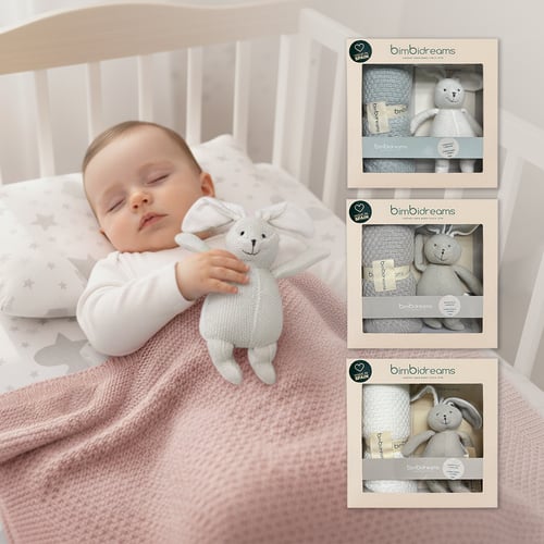 針織萬用毯+針織小兔子禮盒 75x90cm