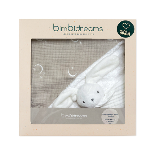 竹纖維連帽浴巾+兔子安撫巾禮盒 100x100cm