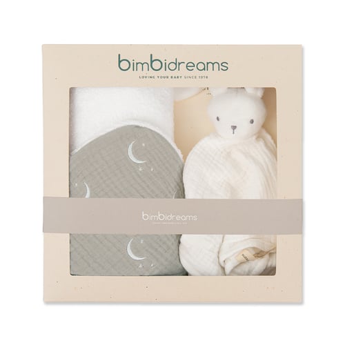 竹纖維連帽浴巾+兔子安撫巾禮盒 100x100cm