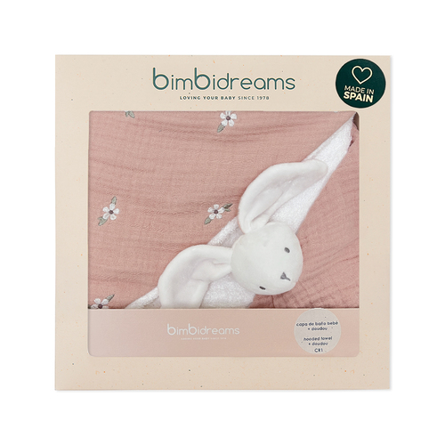 竹纖維連帽浴巾+兔子安撫巾禮盒 100x100cm