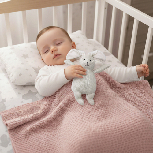 針織萬用毯+針織小兔子禮盒 75x90cm