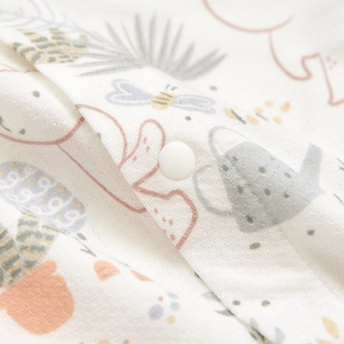 小熊牧場短袖前開包屁衣 (天絲洞感緹花布)