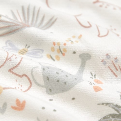 小熊牧場短袖前開包屁衣 (天絲洞感緹花布)