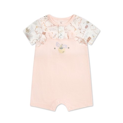 小熊牧場短袖兔裝 (天絲洞感緹花布)