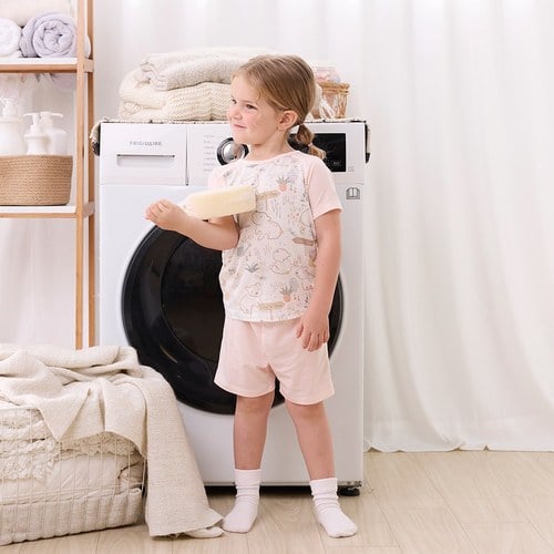 小熊牧場短袖套裝 (天絲洞感緹花布)