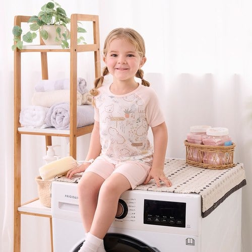 小熊牧場短袖套裝 (天絲洞感緹花布)