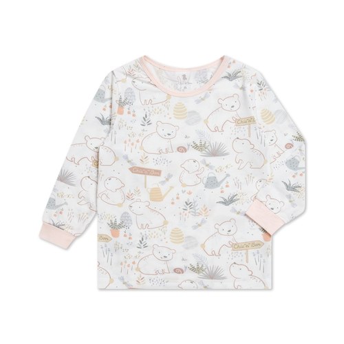 小熊牧場圓領冷氣衫套裝 (天絲洞感緹花布)