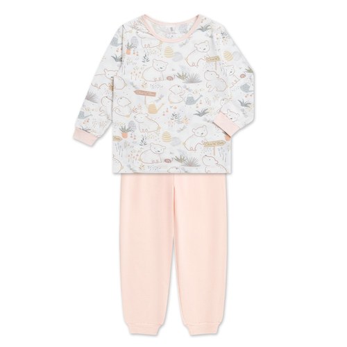 小熊牧場圓領冷氣衫套裝 (天絲洞感緹花布)