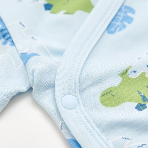 恐龍家族短袖兩段式調節開襟包屁衣 (水晶紗)