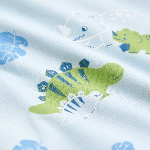 恐龍家族短袖兩段式調節開襟包屁衣 (水晶紗)