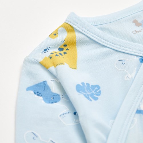 恐龍家族長袖兩段式調節開襟包屁衣 (水晶紗)