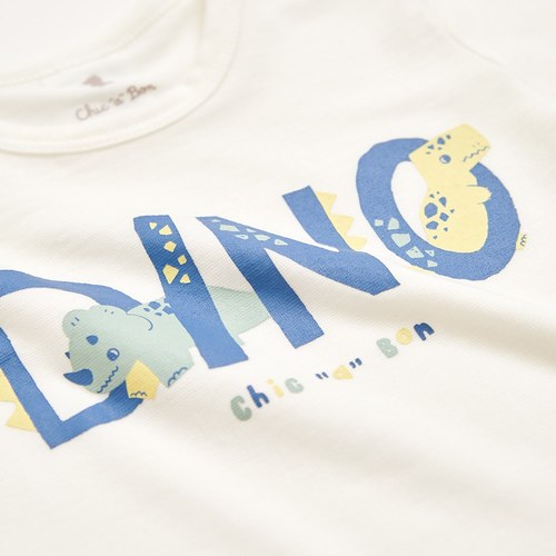 恐龍家族短袖側開包屁衣 (水晶紗)