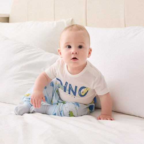 恐龍家族短袖側開包屁衣 (水晶紗)