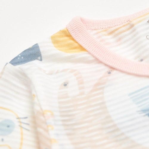 萌貓樂園長袍妙妙裝 (天絲橫紋單面布)