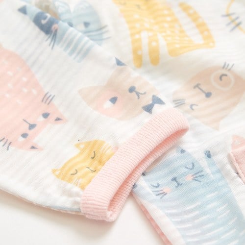 萌貓樂園長袍妙妙裝 (天絲橫紋單面布)