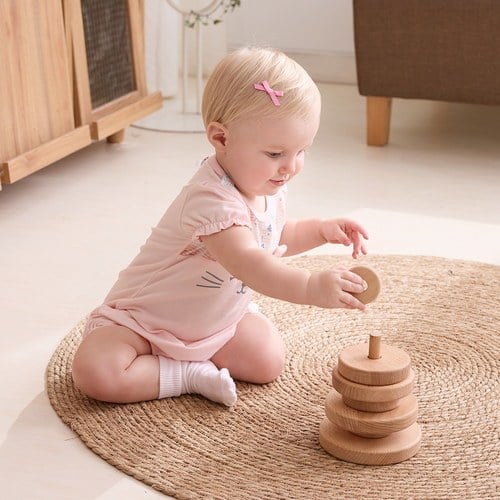 萌貓樂園粉色短袖兔裝 (天絲橫紋單面布)