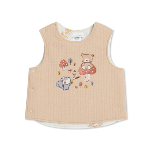 有機棉小熊雙面穿鋪棉背心外套