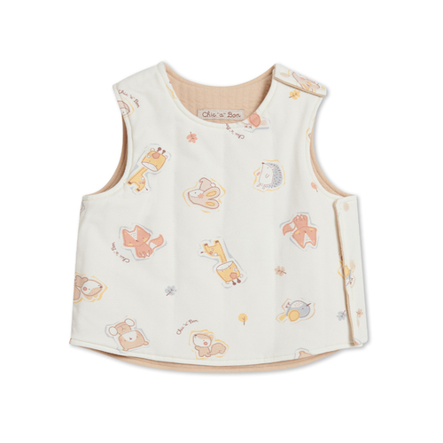 有機棉小熊雙面穿鋪棉背心外套