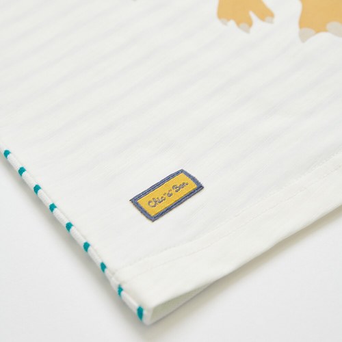 恐龍探險趣條紋拼接上衣