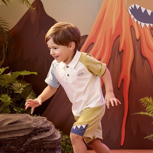 恐龍探險趣幾何POLO衫