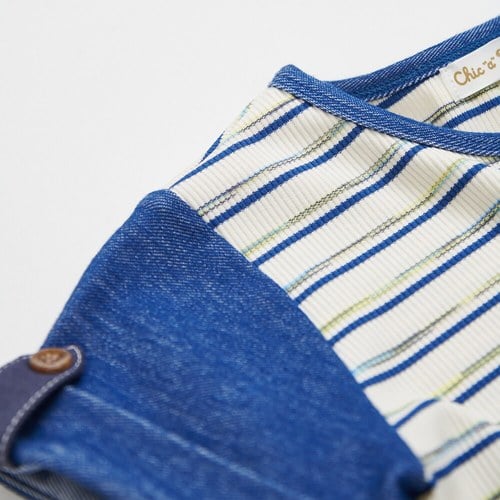 恐龍探險趣條紋口袋上衣