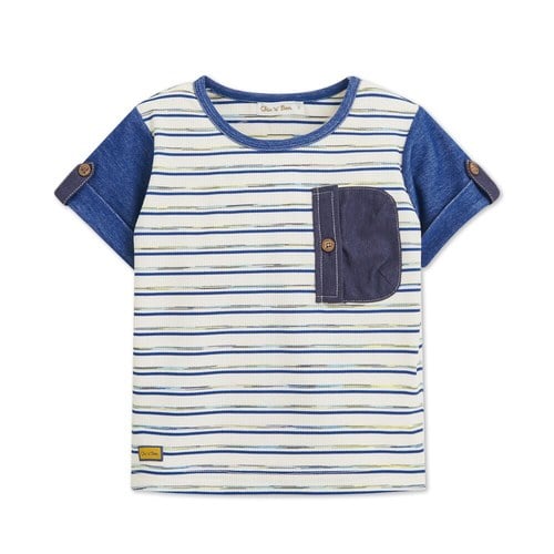 恐龍探險趣條紋口袋上衣