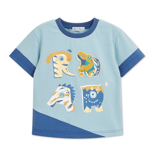 恐龍探險趣撞色圖騰上衣