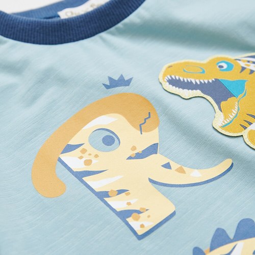 恐龍探險趣撞色圖騰上衣