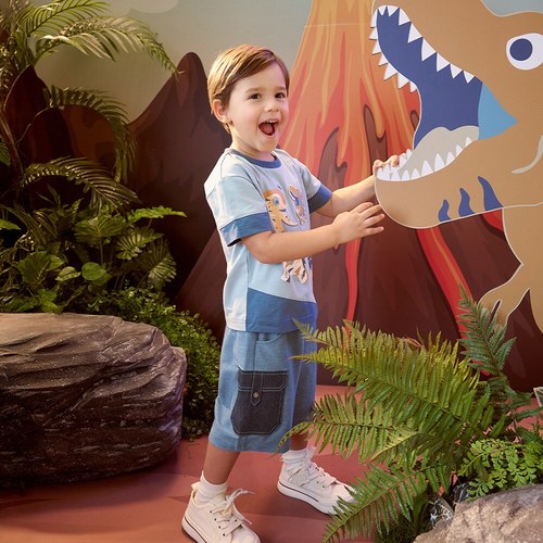 恐龍探險趣造型雙口袋五分褲 (吸濕排汗)