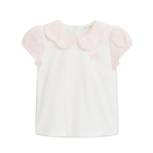 花蝶熊翻領泡泡袖上衣