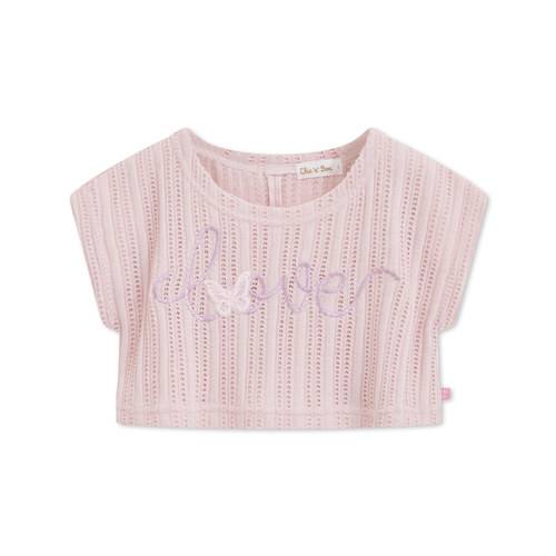 花蝶熊簍空針織兩件式上衣