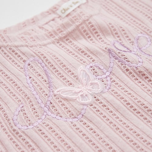 花蝶熊簍空針織兩件式上衣