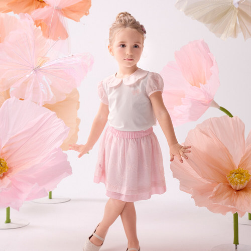 花蝶熊刺繡彈性腰短裙