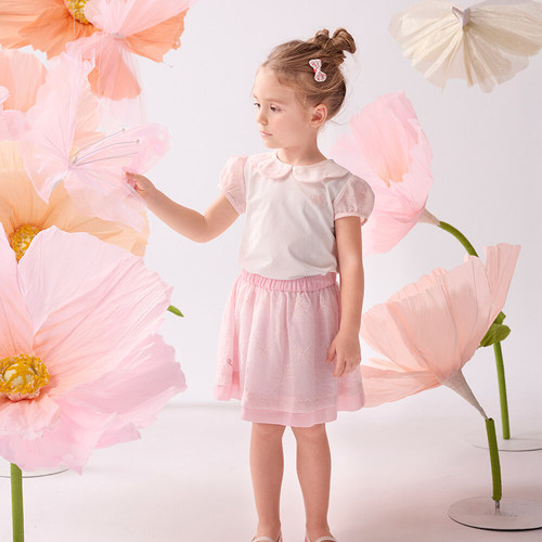 花蝶熊刺繡彈性腰短裙