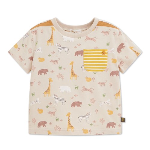 動物樂園滿版印花小口袋上衣