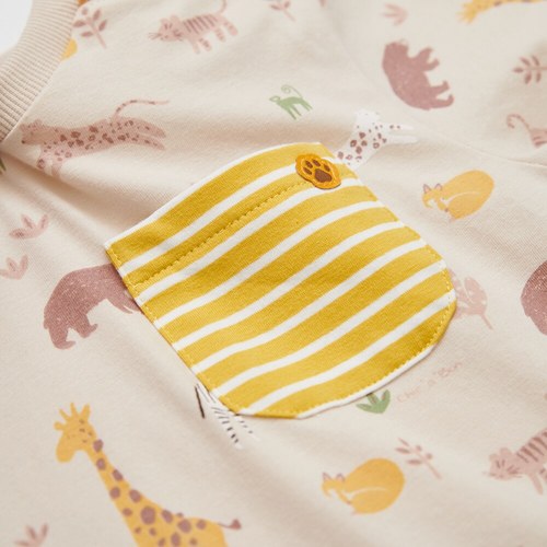 動物樂園滿版印花小口袋上衣