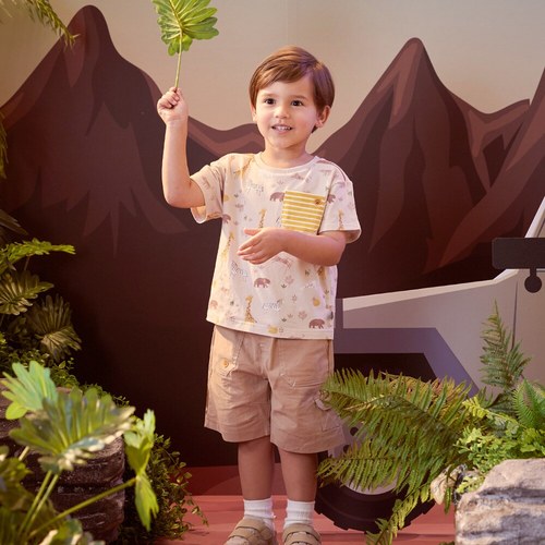 動物樂園童趣背面小豹口袋短褲