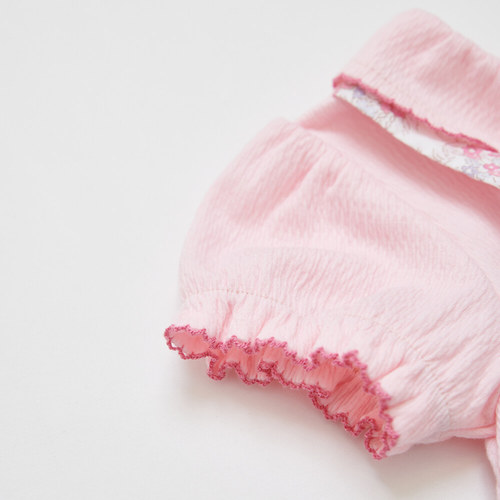 花蝶熊碎花造型翻領短袖兔裝