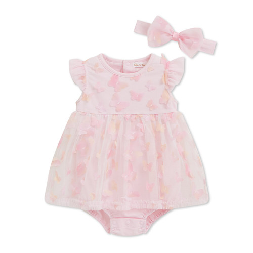 花蝶熊立體蝴蝶短袖兔裝-附髮帶