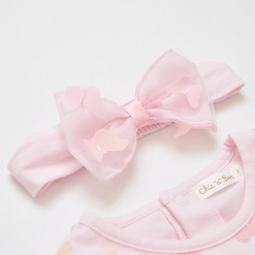 花蝶熊立體蝴蝶短袖兔裝-附髮帶