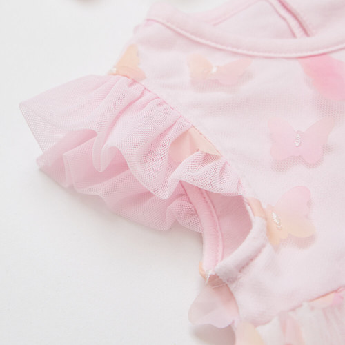 花蝶熊立體蝴蝶短袖兔裝-附髮帶