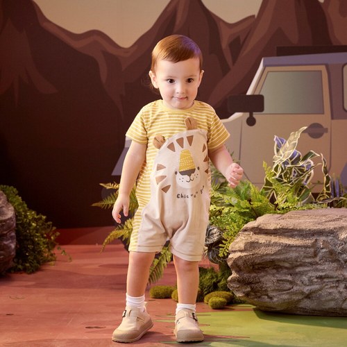 動物樂園趣味獅立體耳朵短袖兔裝