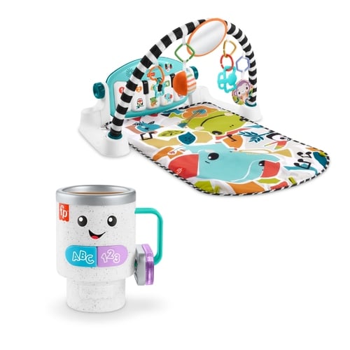 【費雪組合】可愛動物鋼琴健身器+趣味遊戲咖啡杯